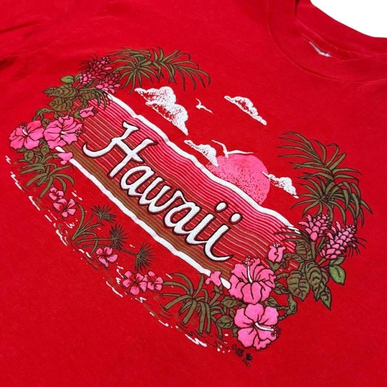 80s Hawaii Puff Print Floral Ocean Beach Sunset Nature Graphic T-Shirt