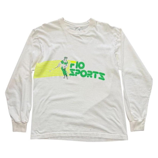 90s Fila Fio Sports Neon Gradient Ski Racquet Squash Long Sleeve Shirt