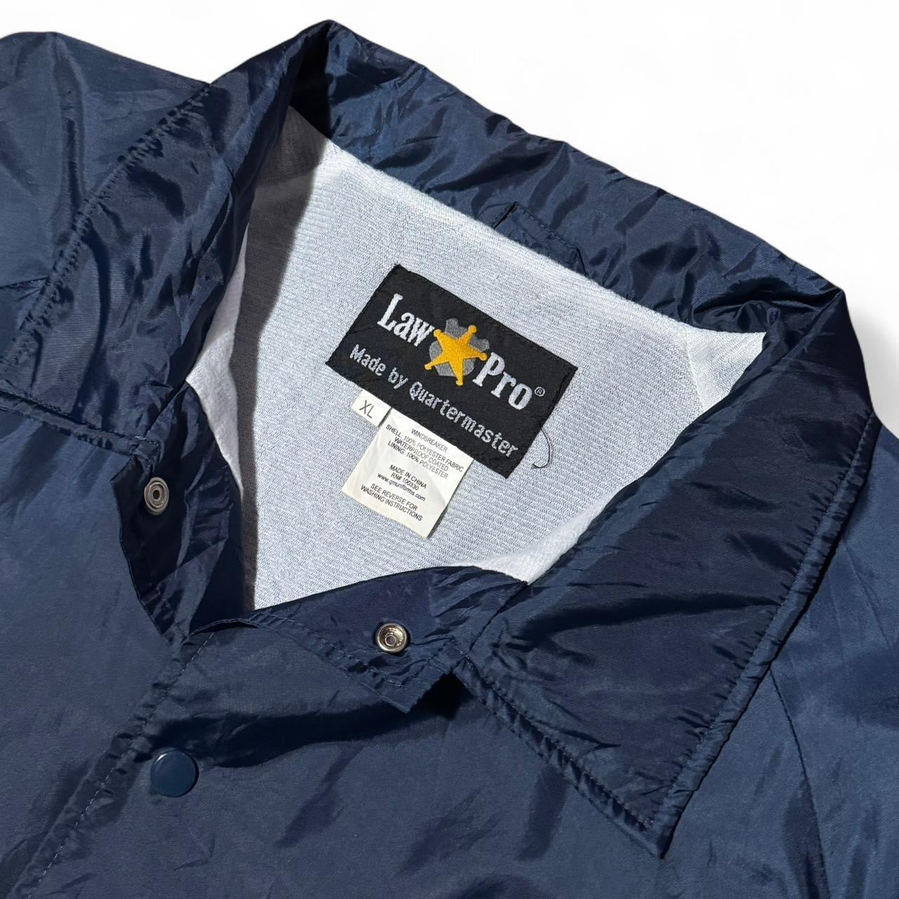 90s Navy Blue Law Pro Windbreaker Button Up Jacket
