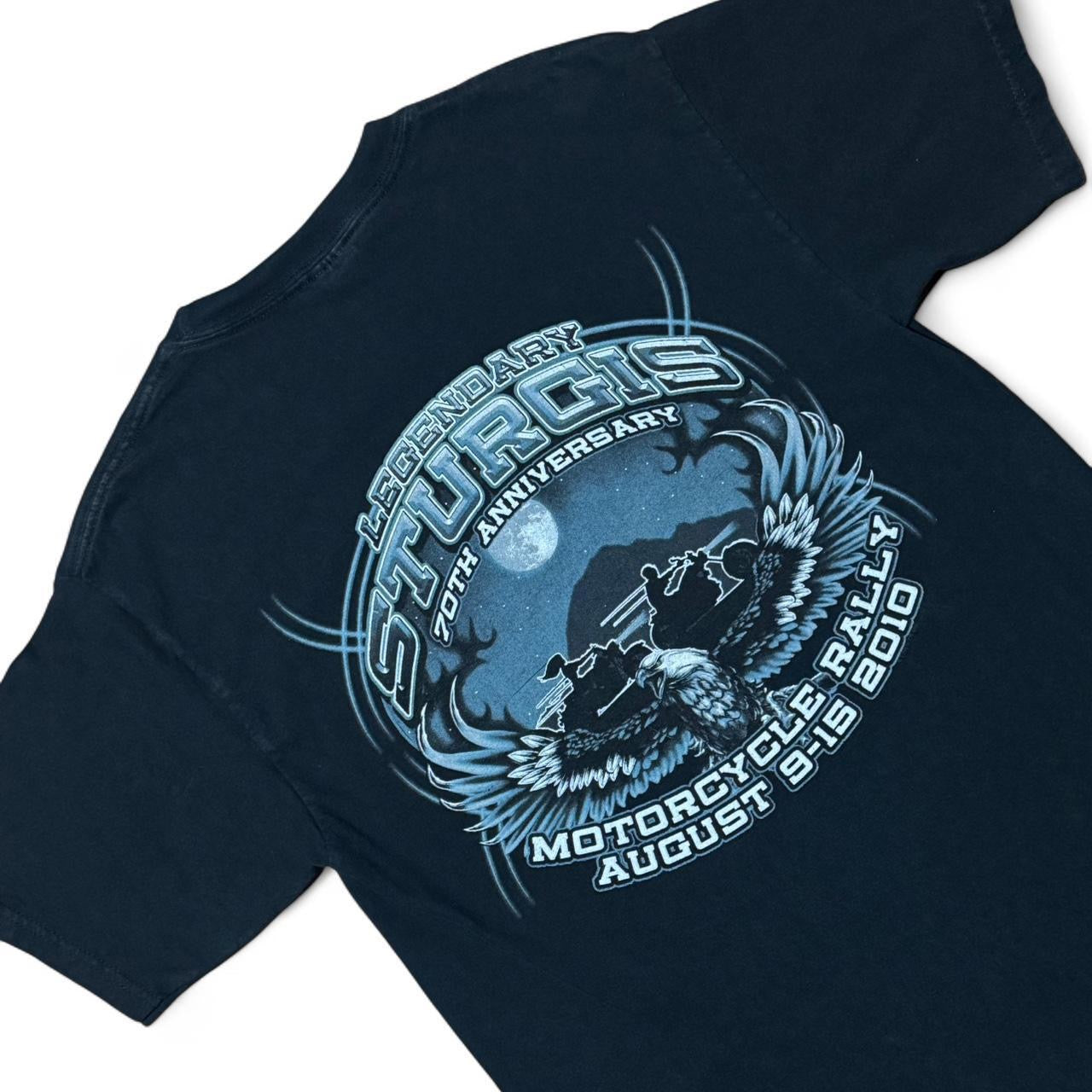 2010 Black Sturgis Motorcycle Biker Rally Eagle Glitter Graphic Tee
