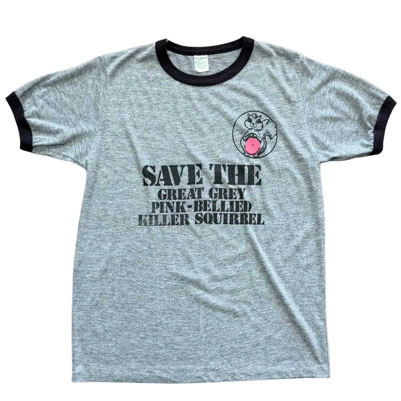 80s Pink Bellied Killer Squirrel Nature Animal Ringer T-shirt