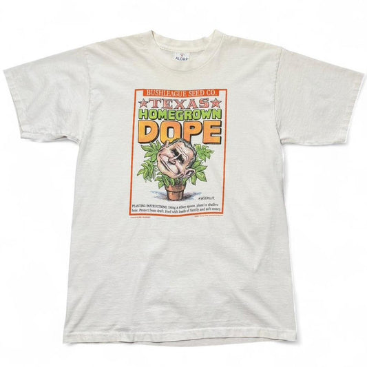 Vintage Y2K George Bush Texas Homegrown Dope Satire Funny Weed Marijuana T-shirt