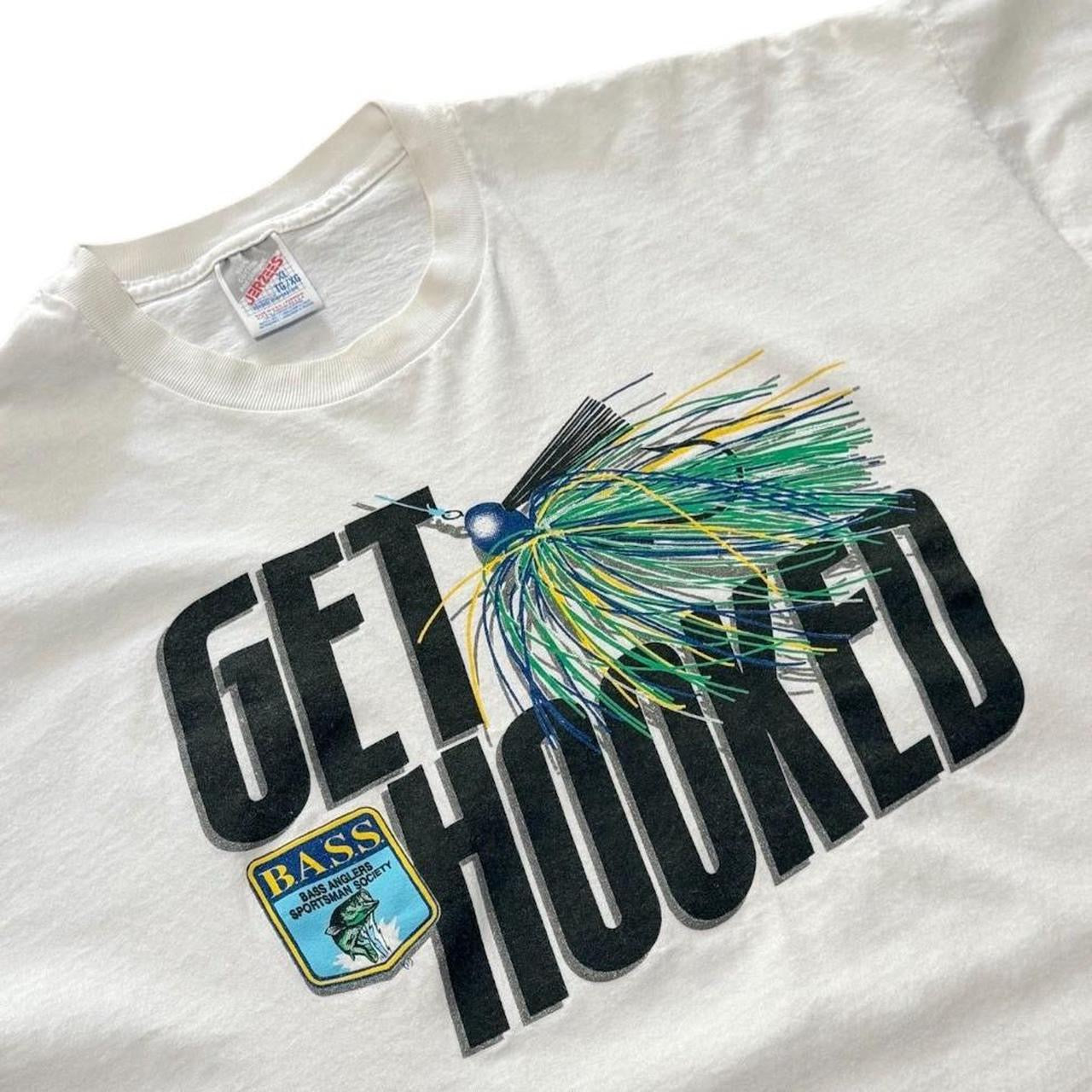 90s Get Hooked Bass Fishing Nature Wilderness Outdoors Graphic T-shirt