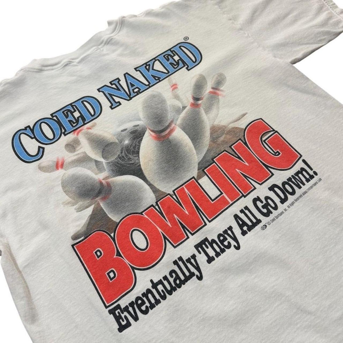90s Coed Naked Bowling Lewd Adult Sex Joke Funny Sports Graphic T-shirt