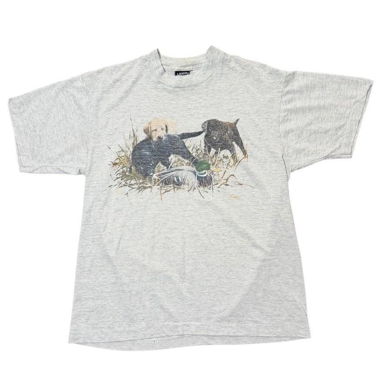 90s Hunting Labrador Dogs Puppy Duck Loon Animal Nature Graphic T-shirt