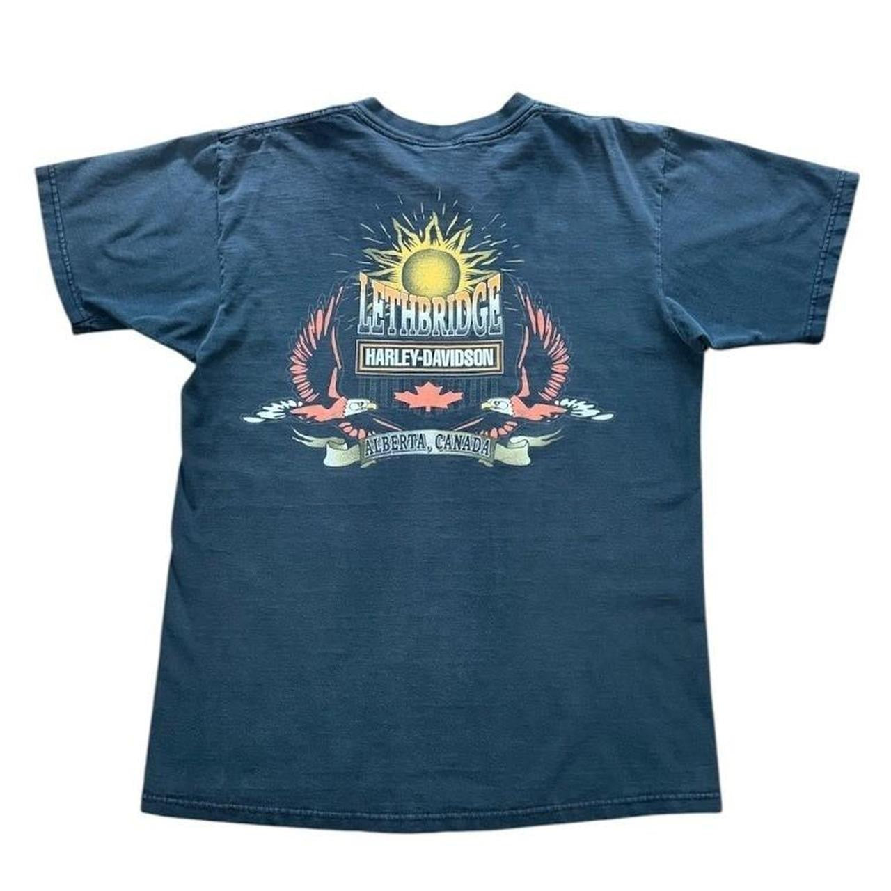 Vintage 90s Harley Davidson Alberta Canada Flame Eagle Biker Motorcycle T-shirt