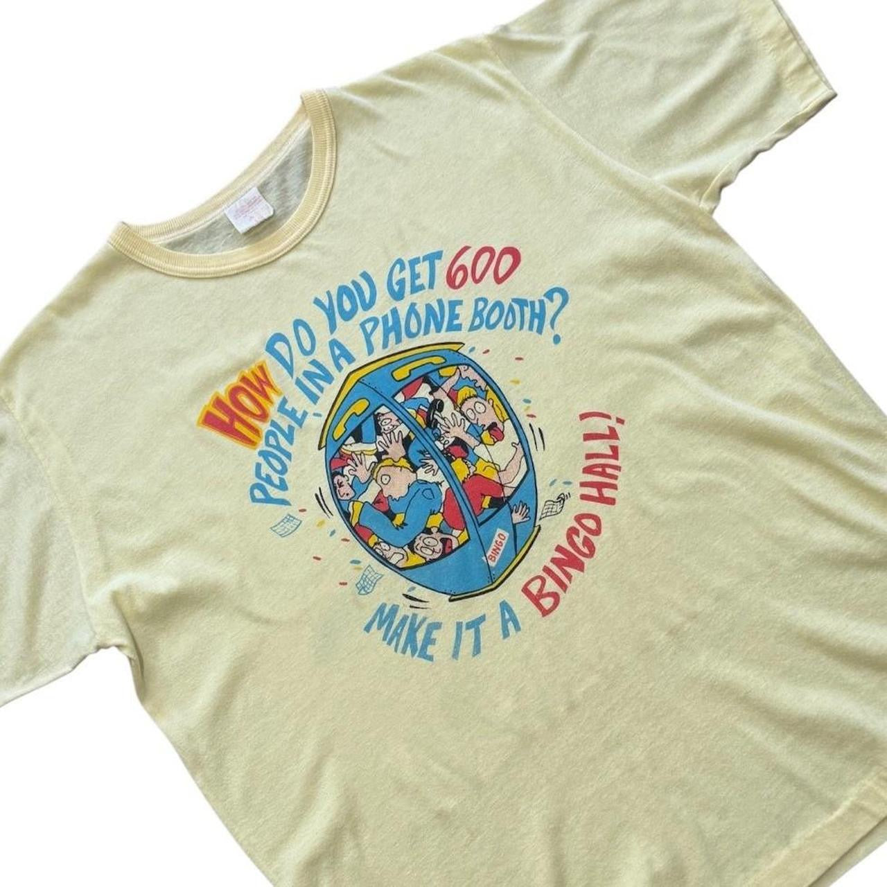 80s Bingo Hall Phone Booth Funny Retro Cartoon Art Joke Graphic T-Shirt