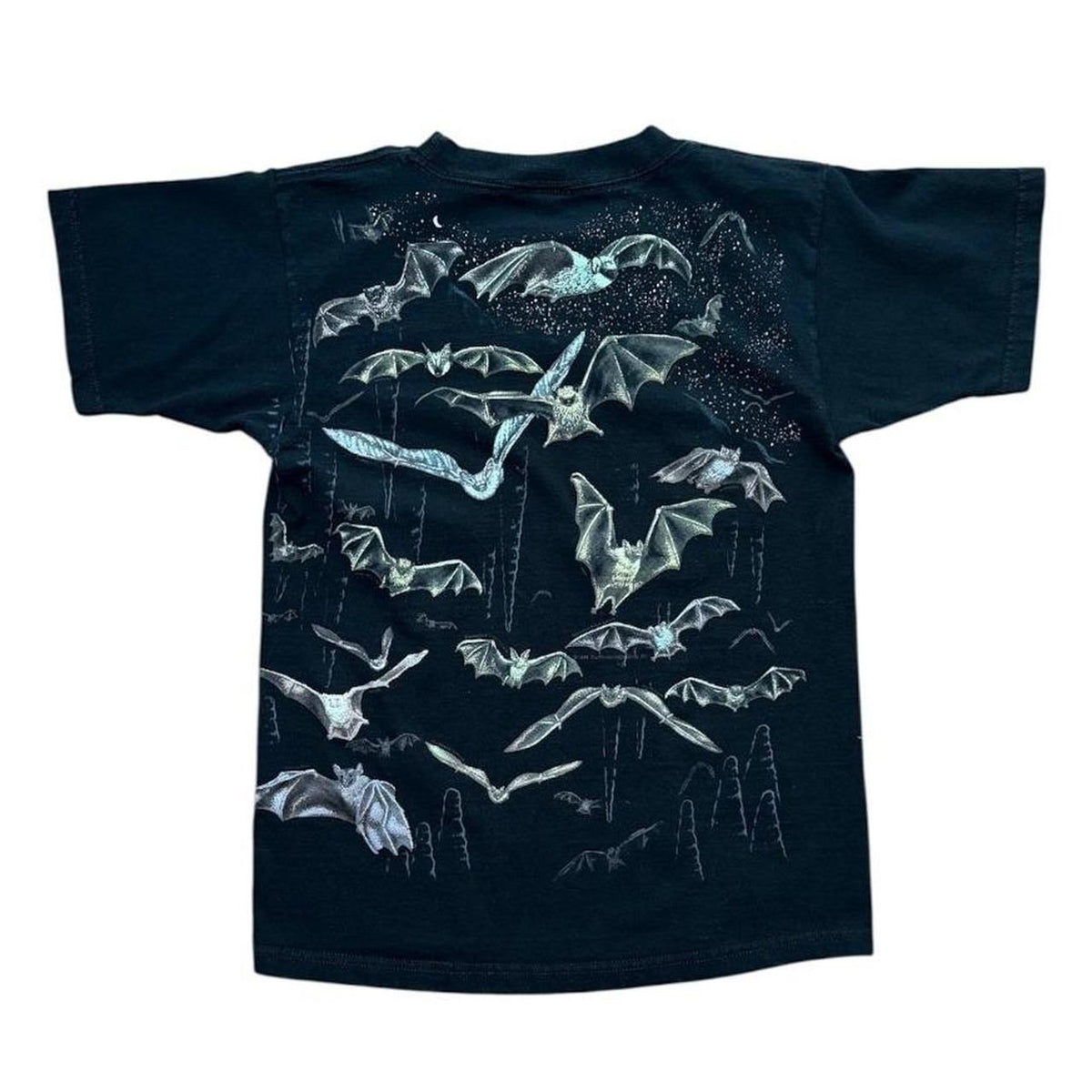 90s Bats Halloween Glow in Dark Spooky Nature AOP Art Graphic T-shirt