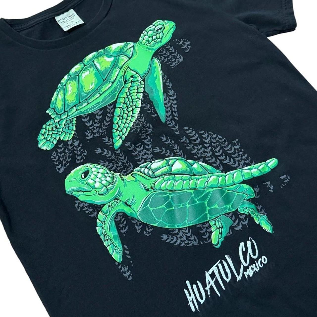 Y2K Puff Print Huatulco Mexico Sea Turtle Ocean Marine Graphic T-Shirt