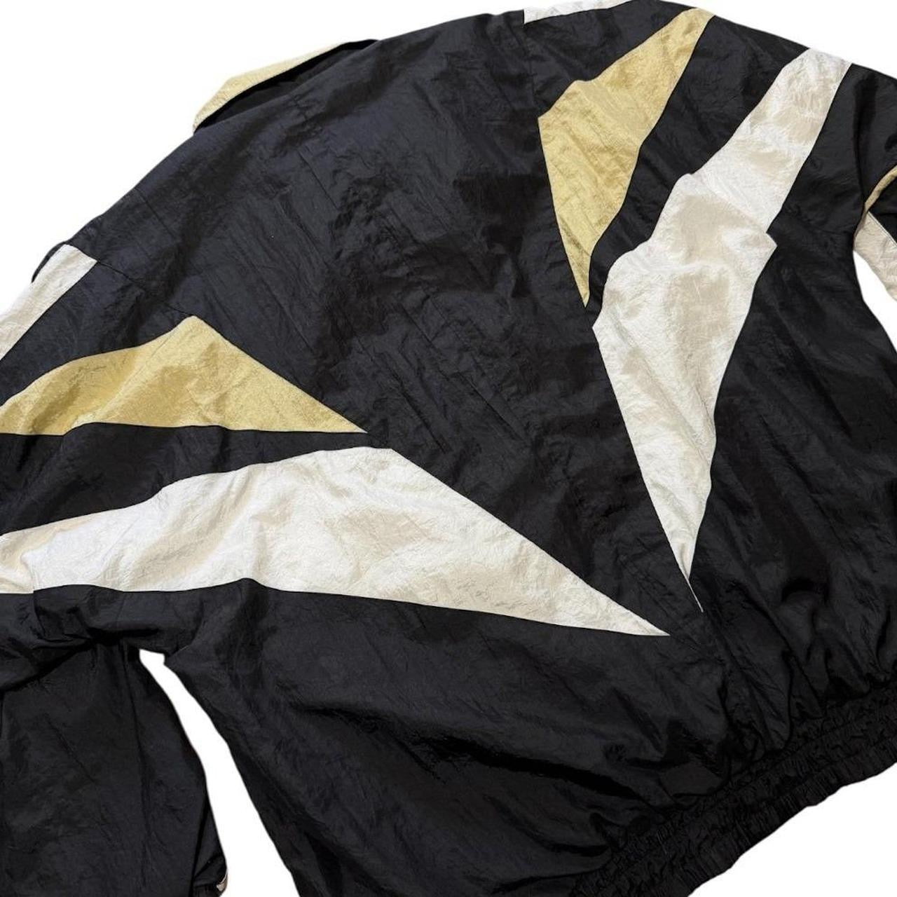 90s Fulton Cheerleader Black Gold School Sports Windbreaker Jacket
