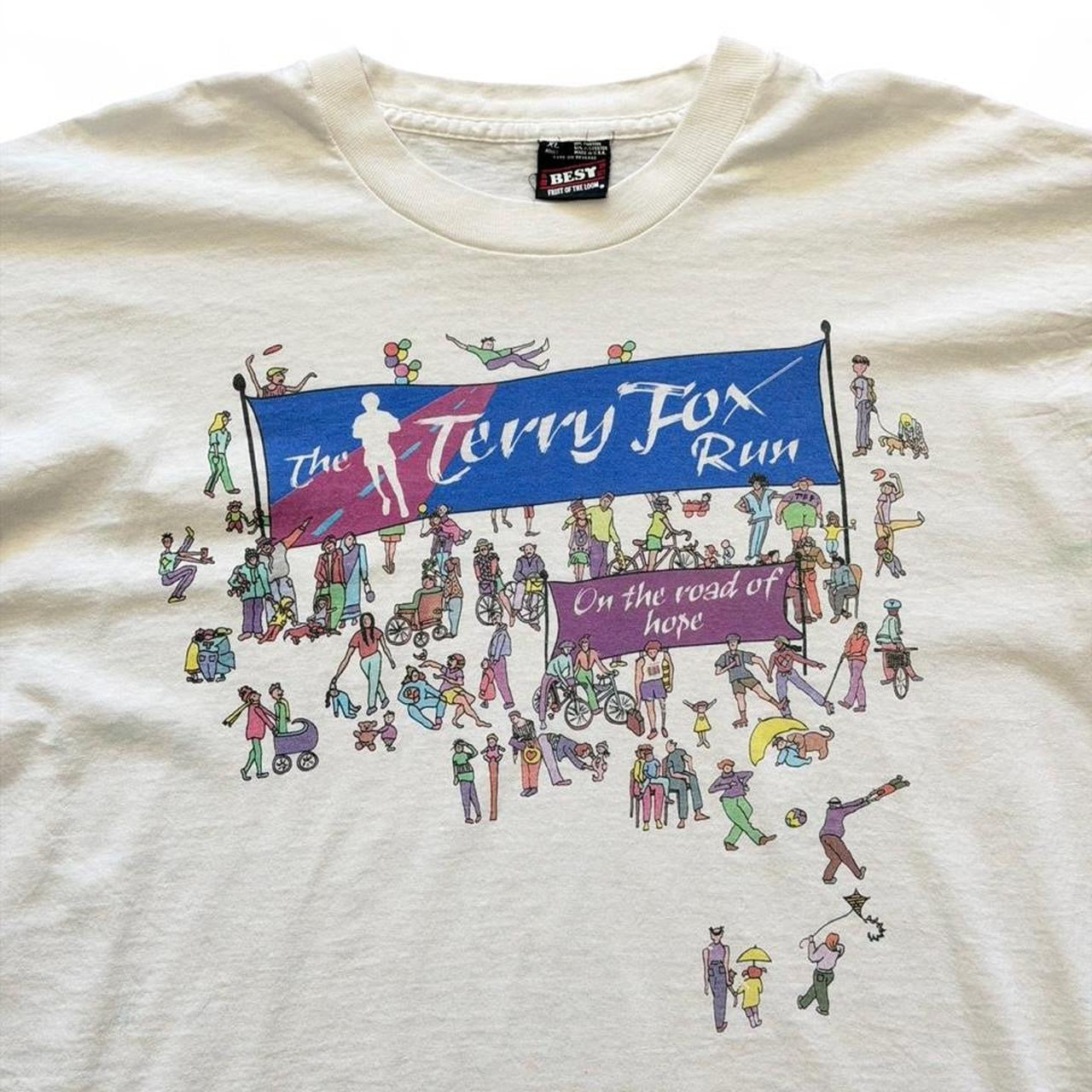 90s Terry Fox Run Sponsor Cancer Memorial Marathon Running T-shirt