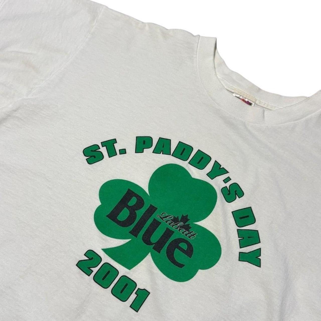 Y2K Labatt Blue St Patricks Day Irish Clover Beer Promo Graphic T-shirt