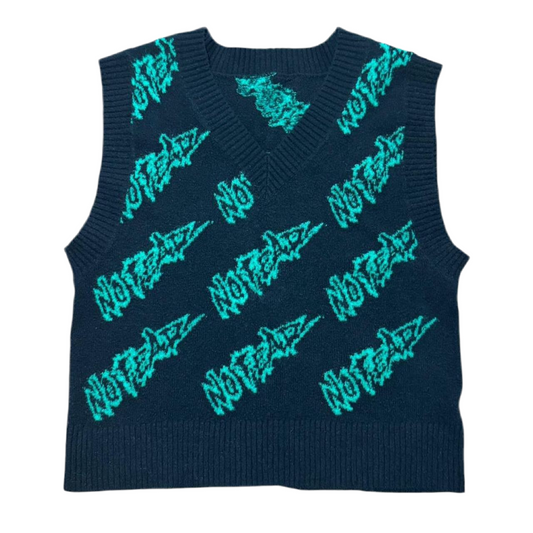 Y2K No Fear Knitted AOP Spellout Skater Vest