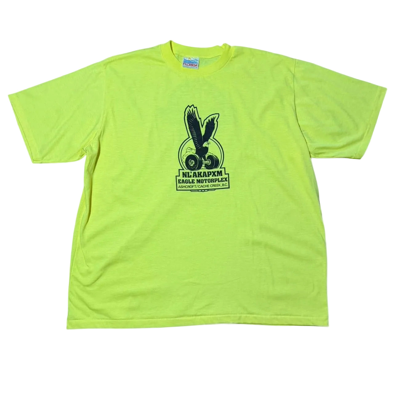 Vintage 1991 Firestone Lime Yellow Eagle Motorsports Racing T-shirt