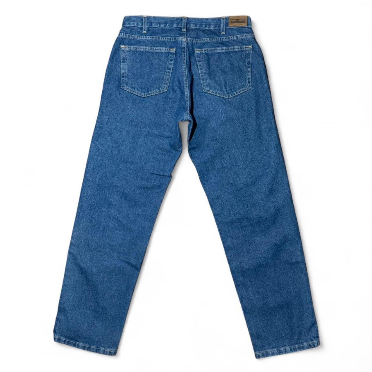 Vintage 90s Kirkland Blue Wash Utility Uniform Straight Leg Denim Work Jeans