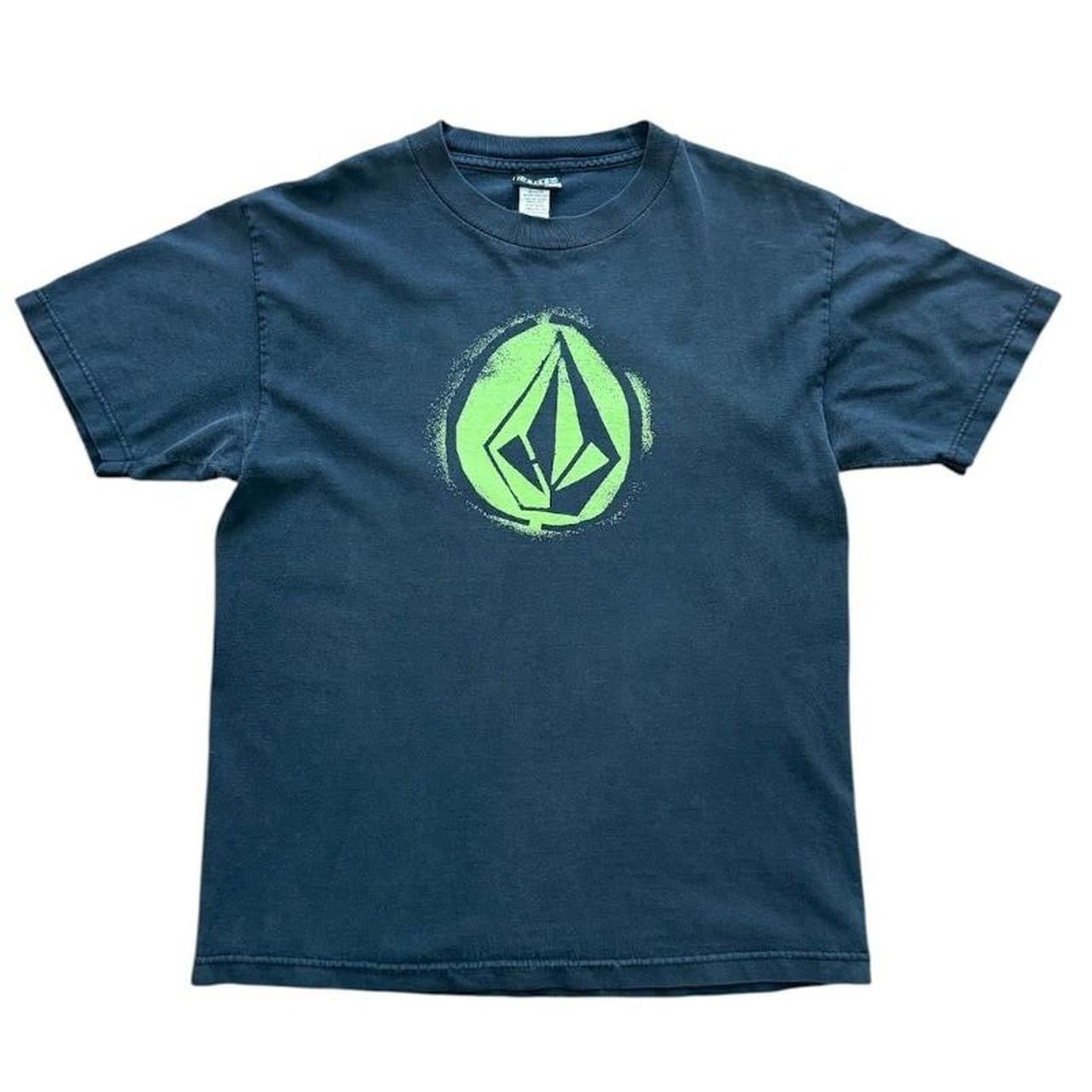 Y2K Volcom Faded Green Spraypaint Logo Skater Surf Graphic Logo T-shirt