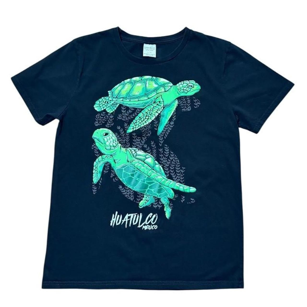 Y2K Puff Print Huatulco Mexico Sea Turtle Ocean Marine Graphic T-Shirt