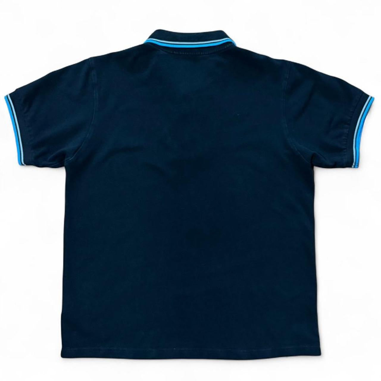 Y2K Fred Perry Black Blue Embroidered Polo Button Up T-shirt
