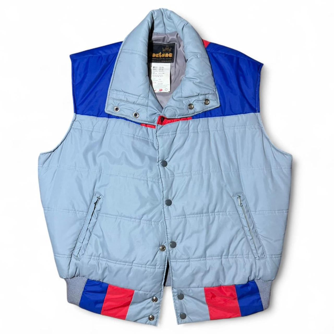 Vintage 80s Fortuna Colour Block Puffer Outdoor Button-Up Vest