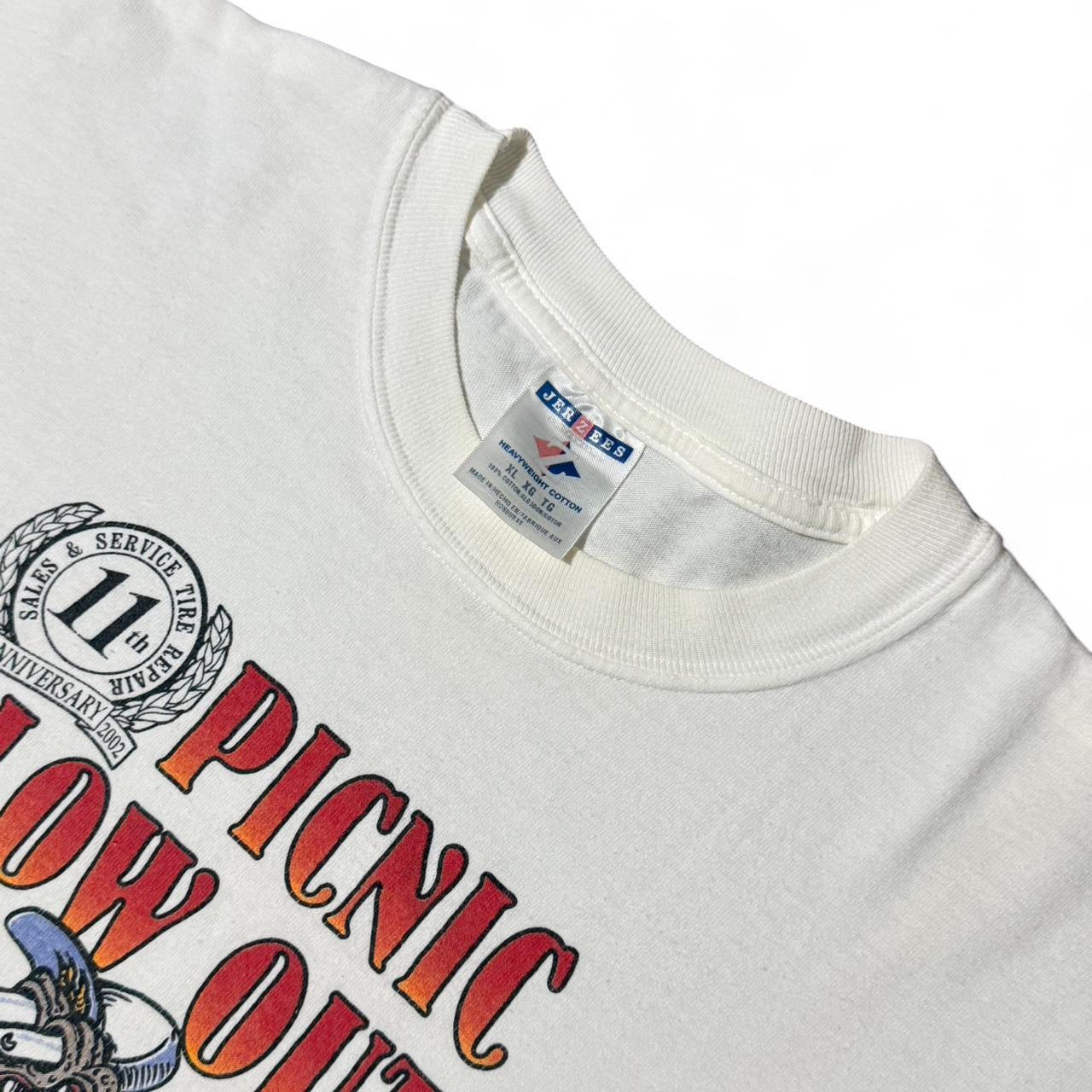 2002 Rat Fink Picnic Blowout Graphic Auto Shop Mechanic Tee