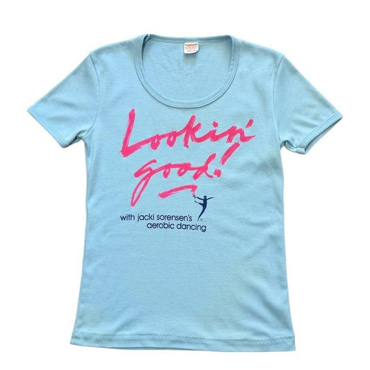 80s Jacki Sorensen Aerobic Dancing Instructor Fitness Scoop Neck T-Shirt