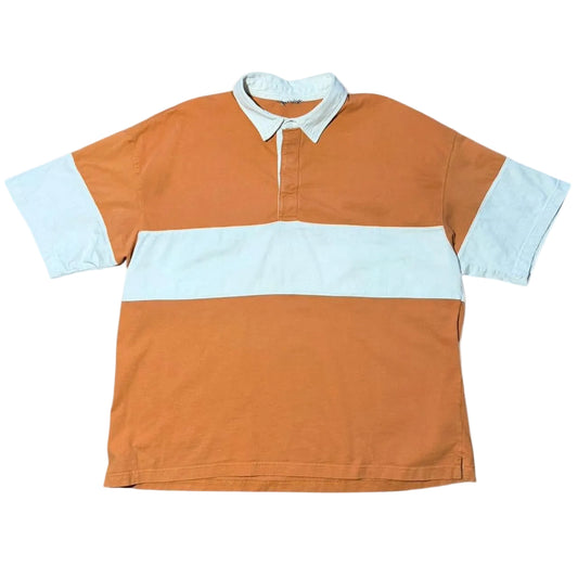Vintage 90s Rugby Polo Orange/White Plain Heavyweight Shirt