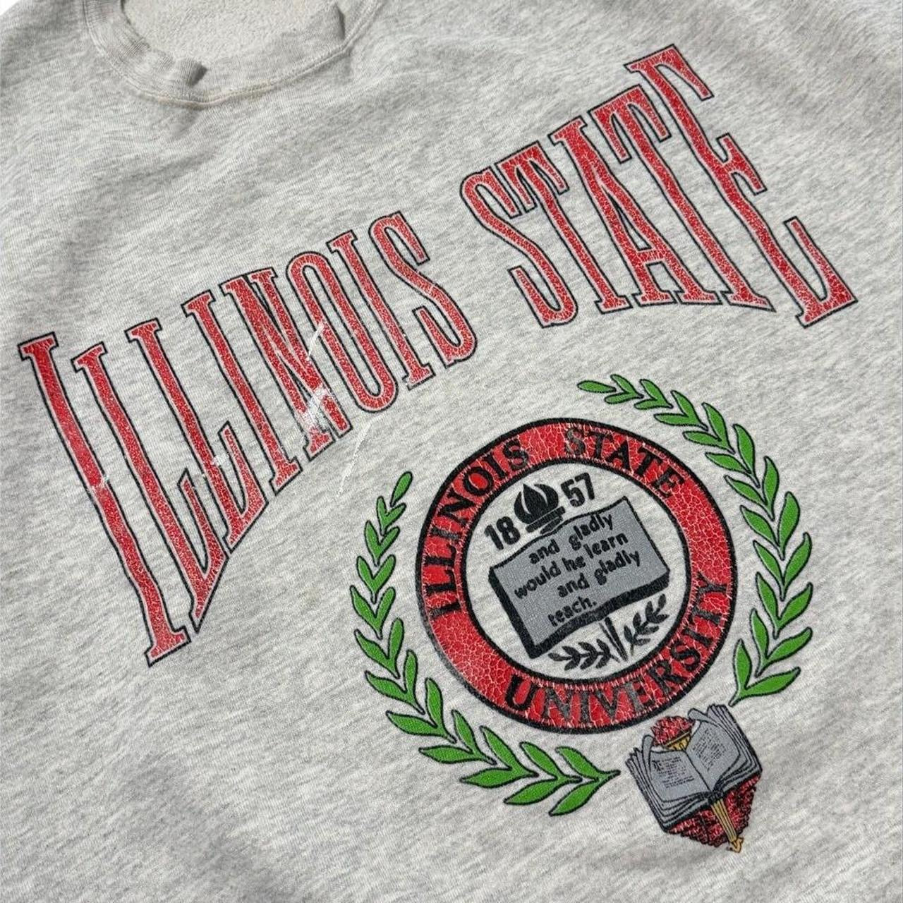 90s Illinois State University USA Crest Scholar Varsity Crewneck Sweater