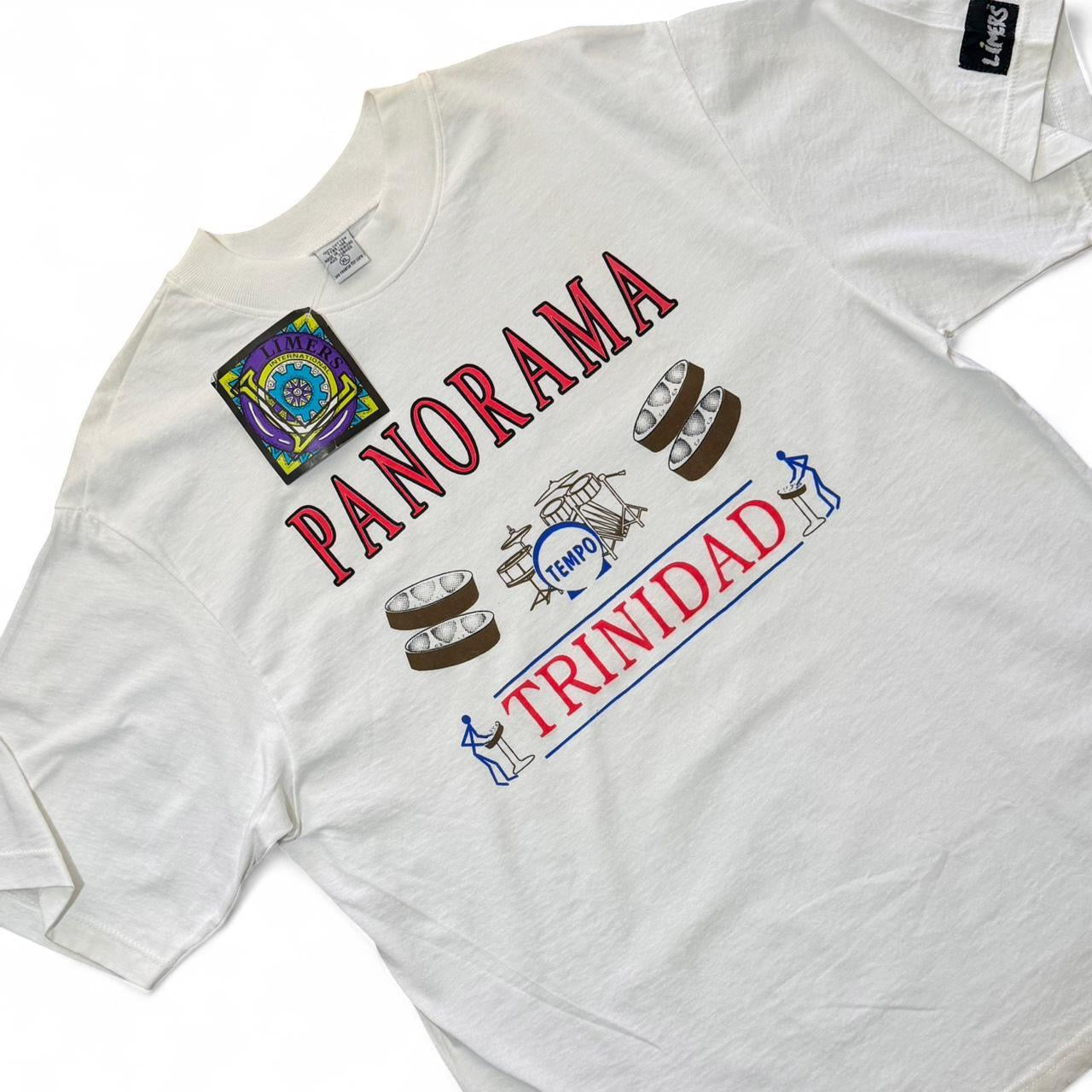 Vintage 90s Deadstock NWT Panorama Trinidad Tempo Drums Art Graphic T-shirt