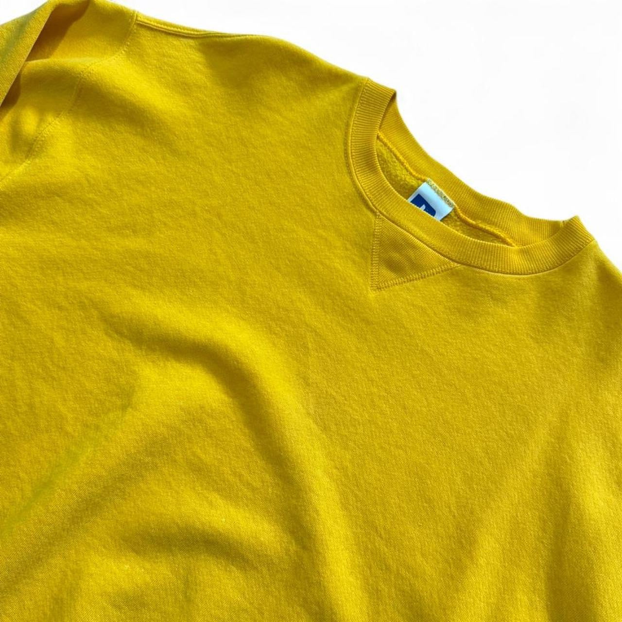 Vintage 90s Mustard Yellow Russell Athletic Pullover Crewneck Sweater