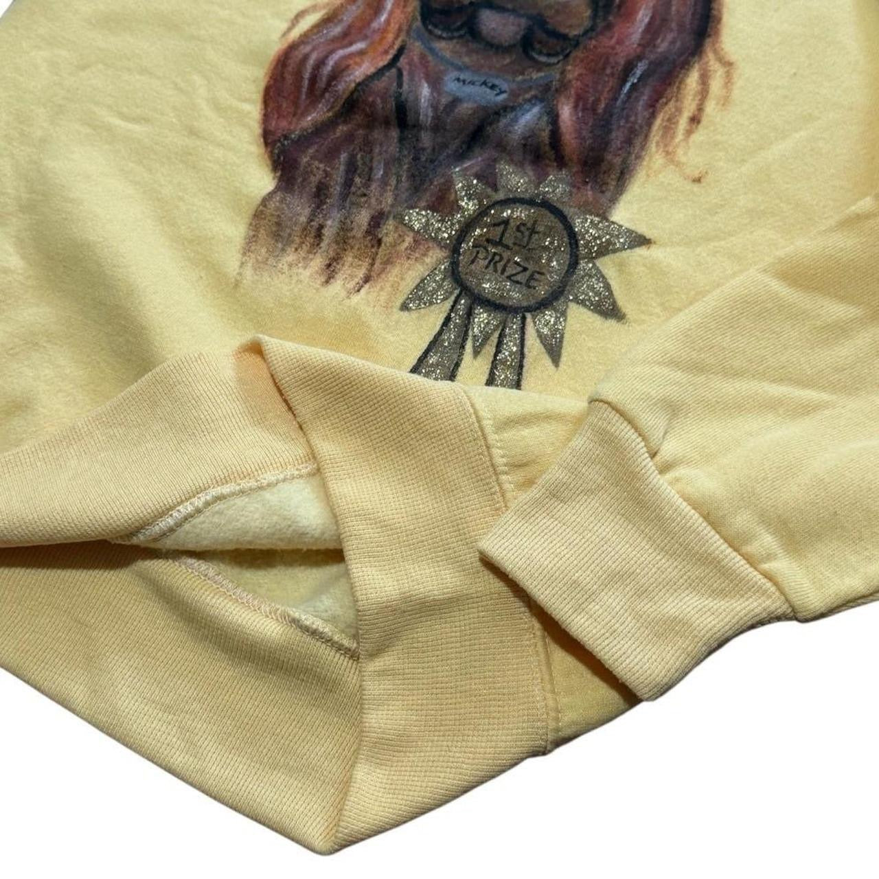 70s Hand Painted Cocker Spaniel Dog 1st Prize Art Graphic Raglan Sweater