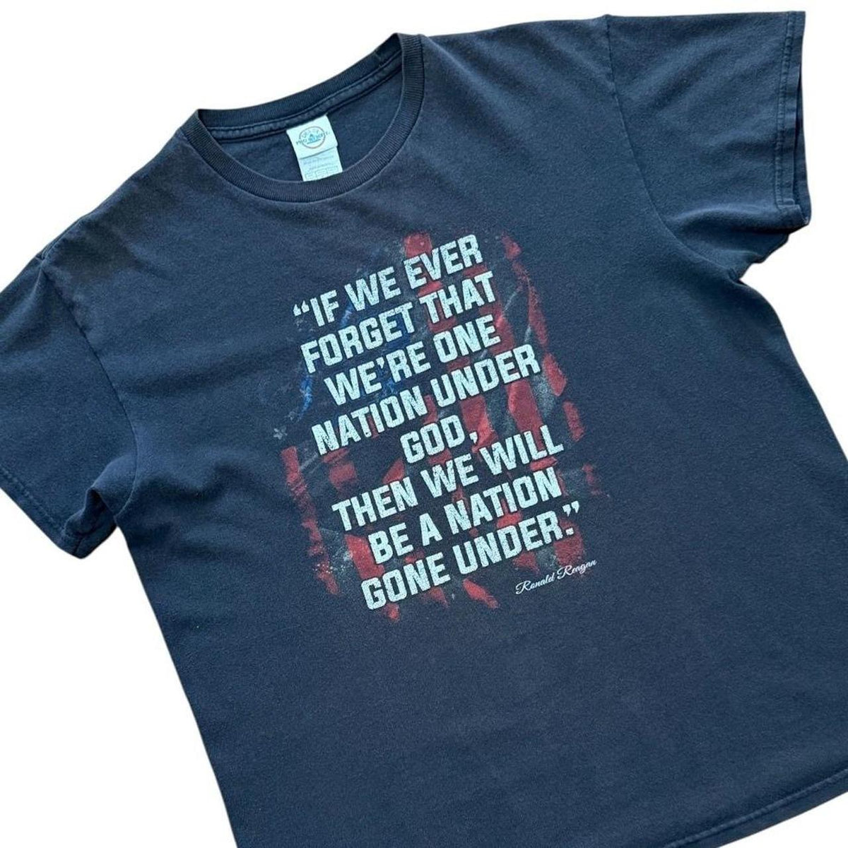 Y2K Ronald Reagan One Nation Under God Quote Graphic Political T-Shirt