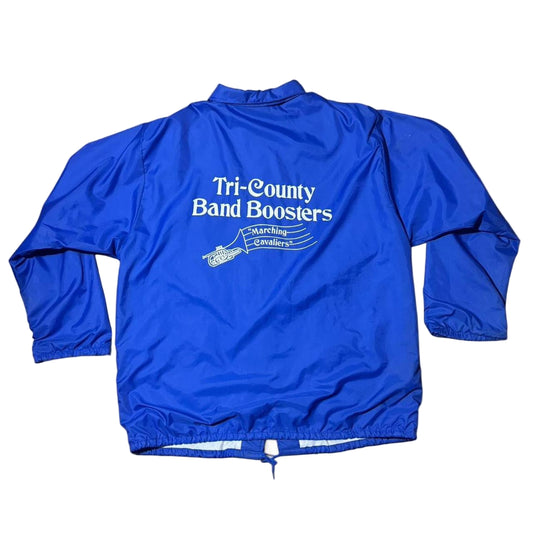 80s Blue Nylon Tri-County Band Boosters Windbreaker