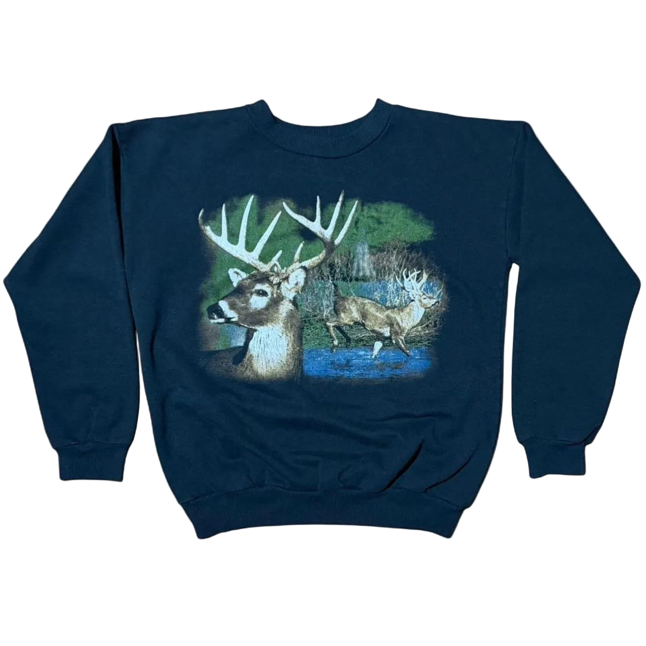 90s Deer Nature Graphic Youth Pullover Crewneck Sweater