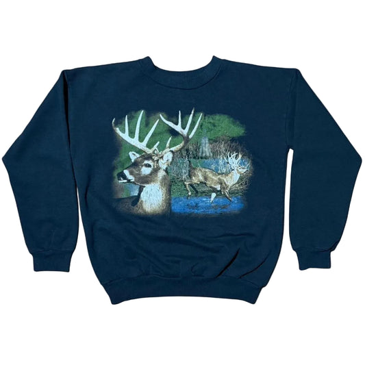 90s Deer Nature Graphic Youth Pullover Crewneck Sweater