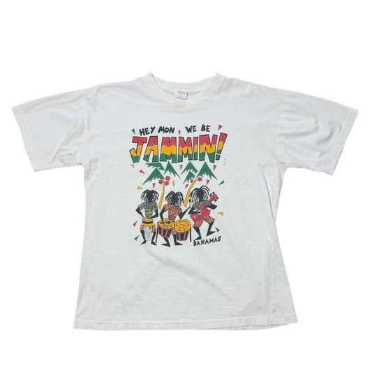 80s Bahamas Reggae Hey Mon We Be Jammin Souvenir Tourist Graphic T-Shirt