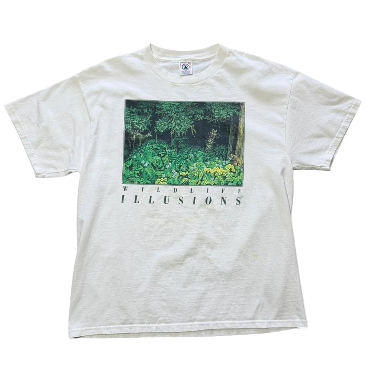 Vintage 90s Wildlife Illusions Art Nature Forest Wilderness Art T-shirt