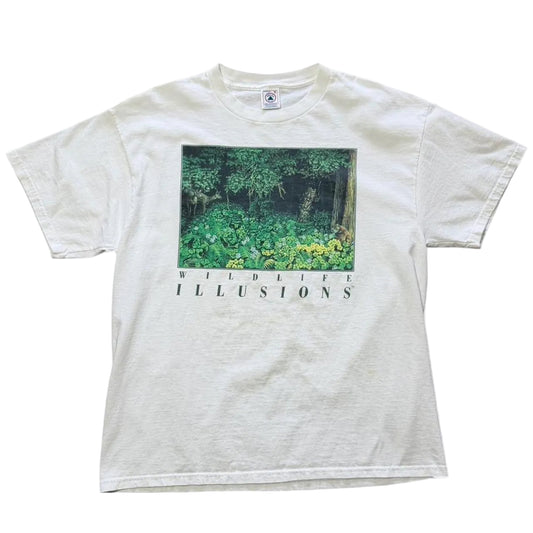 Vintage 90s Wildlife Illusions Art Nature Forest Wilderness Art T-shirt