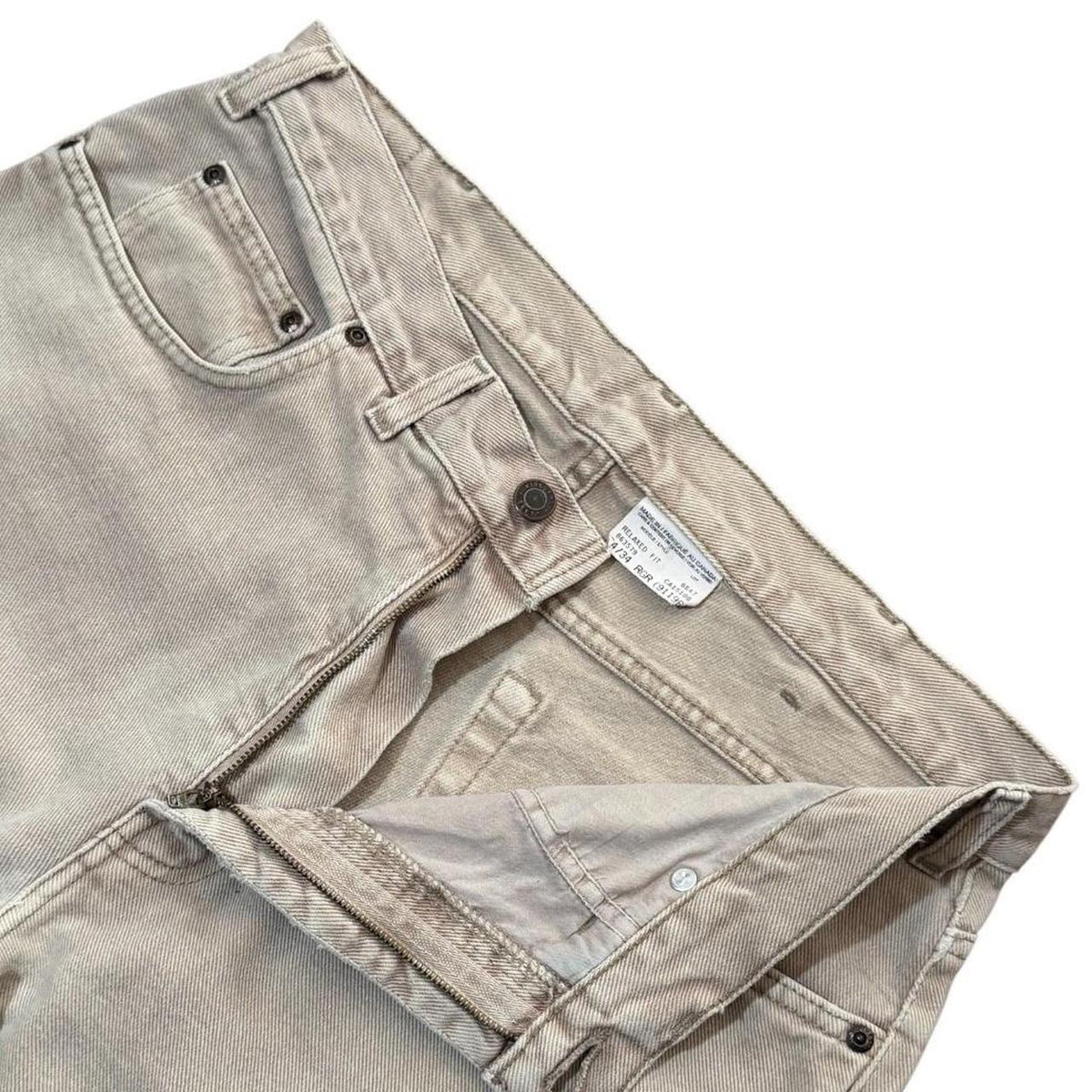 90s Kirkland Signature Mens Relaxed Jeans Beige Tan Stone Wash 34" Pants