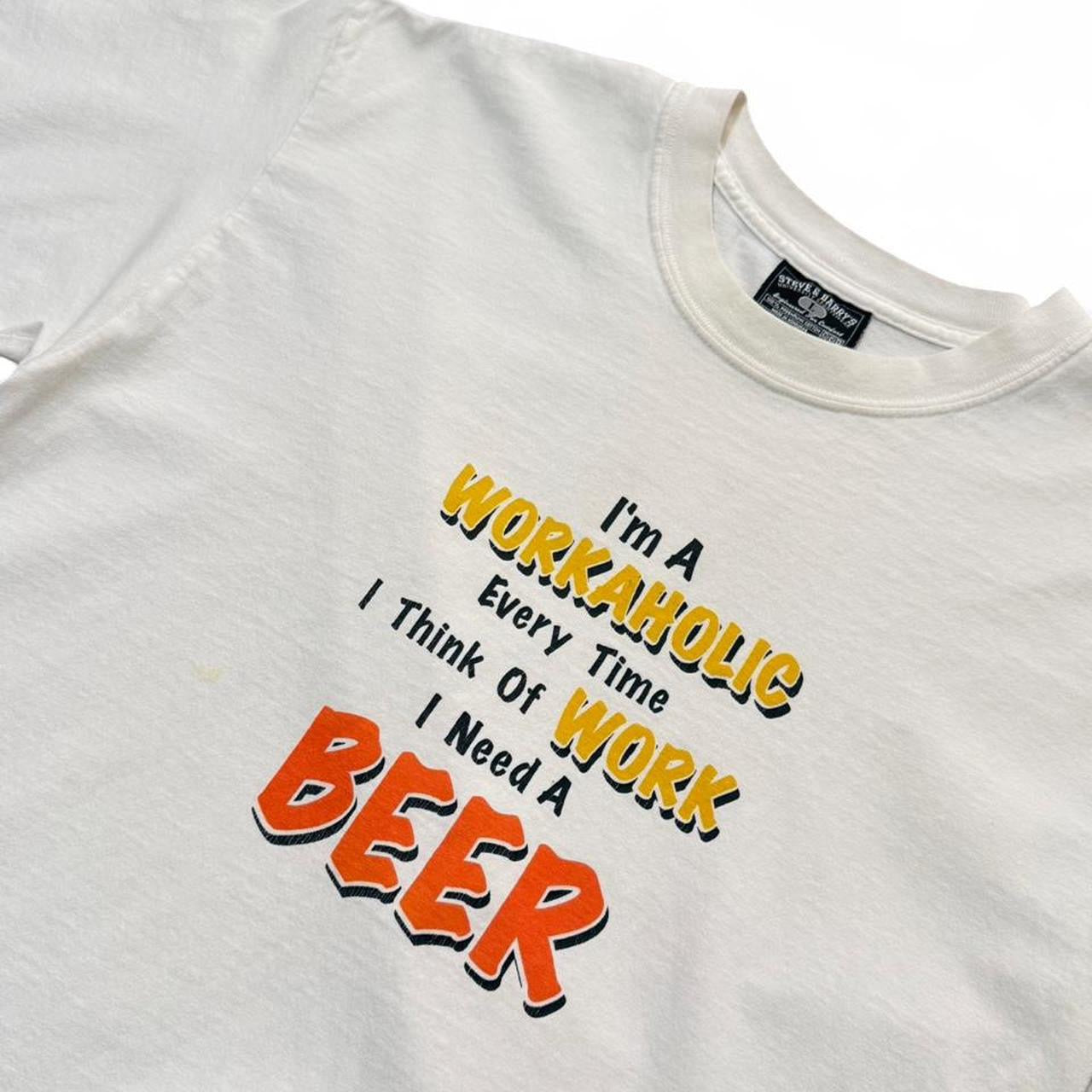 Vintage Y2K Beer Drinking Funny Joke Humour Novelty Alcohol Work T-shirt