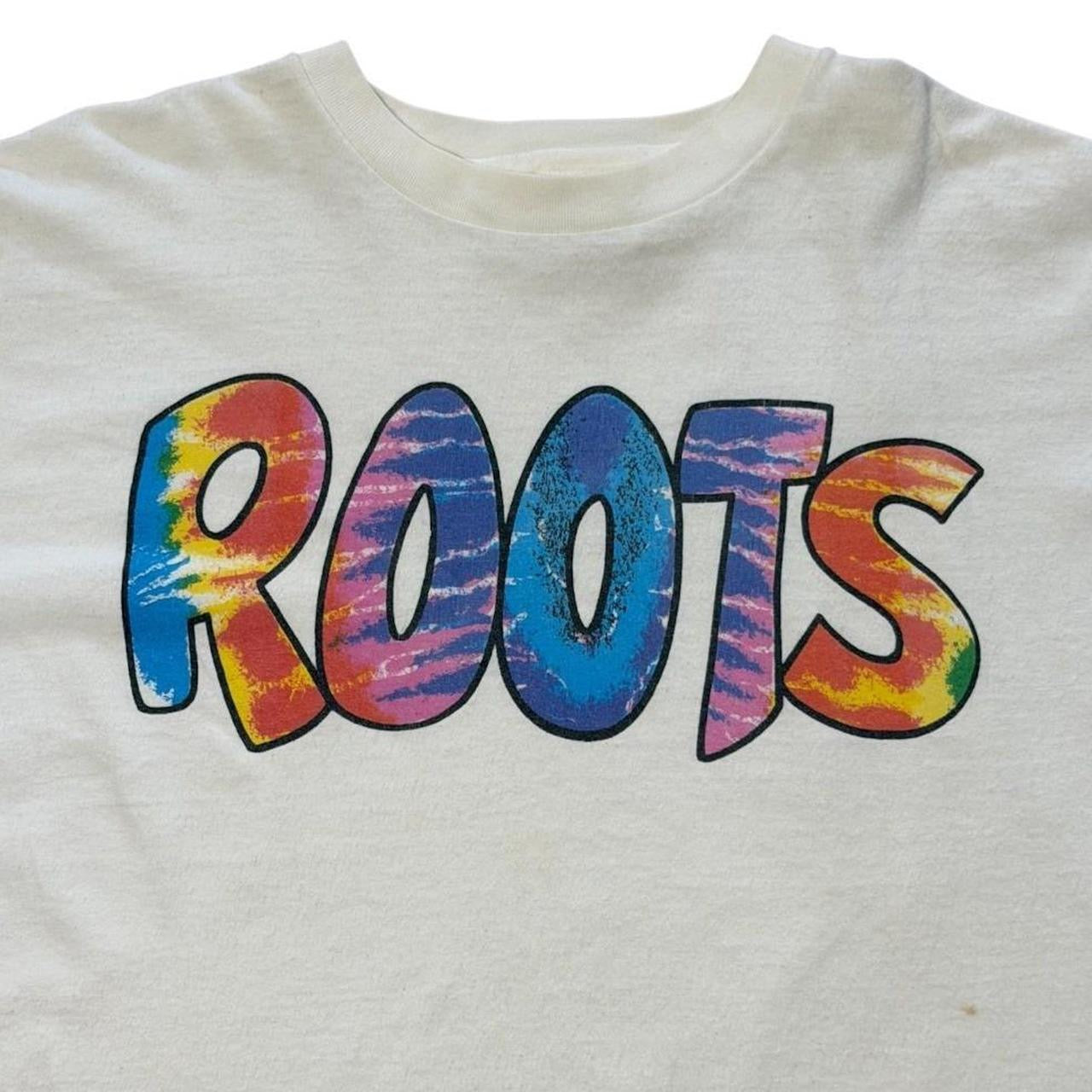 90s Roots Sporting Goods Tie Dye Hippie Spellout Logo Graphic T-shirt