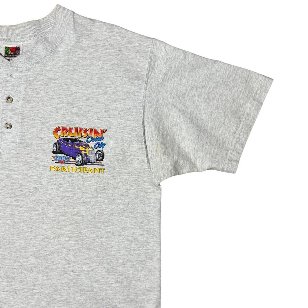 Y2K Cruisin Ocean City Hot Rod Classic Car Auto Mechanic Henley T-Shirt
