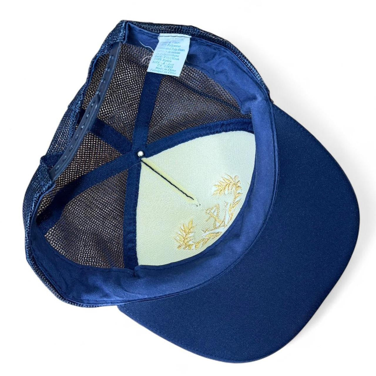 Vintage 90s Admiral Navy Gold Leaf Embroidery Trucker Mesh Snapback Hat