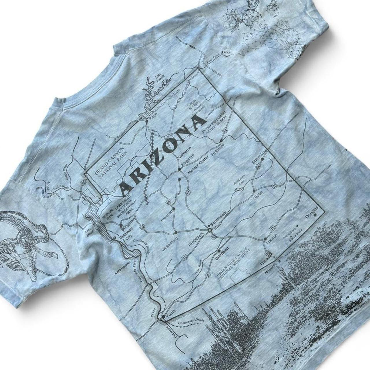 90s AOP Arizona State Map Souvenir Tourist Graphic Art T-shirt