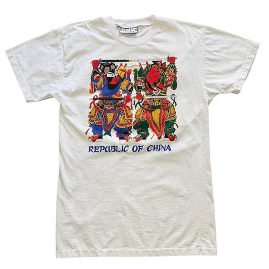 80s Republic of China Graphic Opera Warrior Chinese Art Souvenir T-shirt