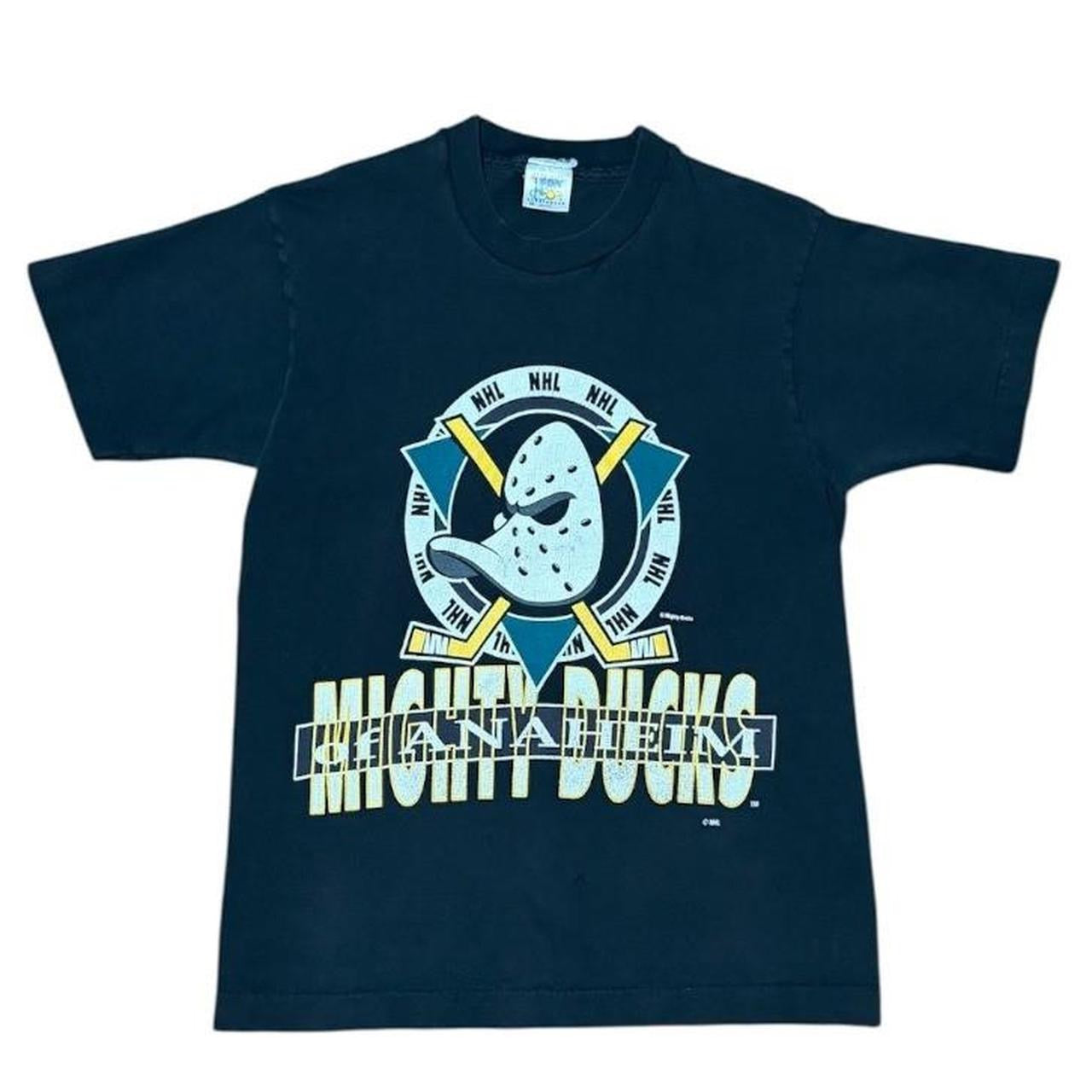 90s Anaheim Mighty Ducks NHL Hockey Sports Big Mask Logo Graphic T-Shirt