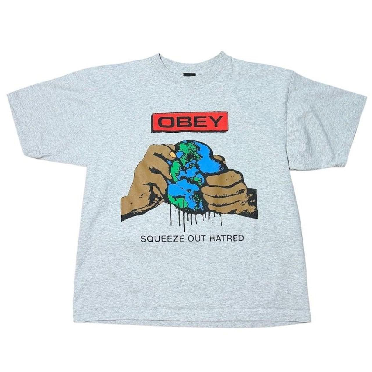 Obey Squeeze Out Hatred Earth Shepard Fairey Graphic Streetwear Skater T-Shirt
