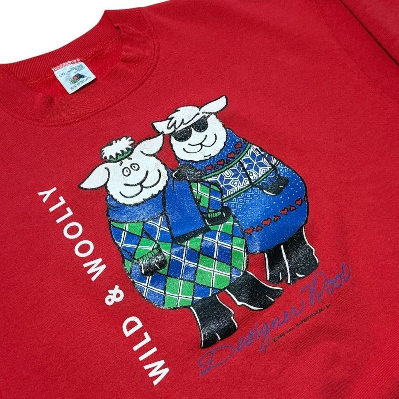90s Wild & Woolly Sheep Animal Fashion Cute Lamb Art Crewneck Sweater