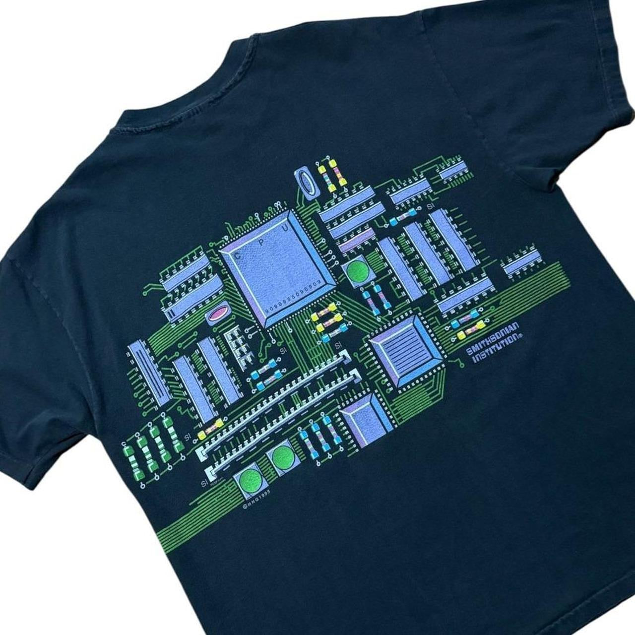 90s Smithsonian Institute CPU Board Computer Tech Art Graphic T-shirt