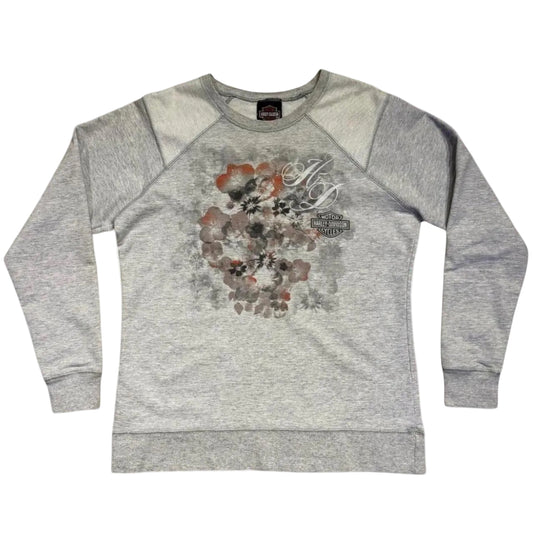 Vintage 2014 Floral Harley Davidson Quebec Canada Biker Crewneck