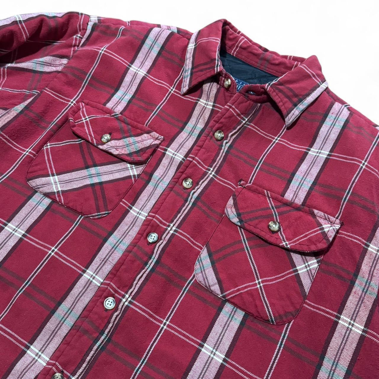 Y2K Quilted Inline Red Flannel Workwear Outdoors Button Up Jacket